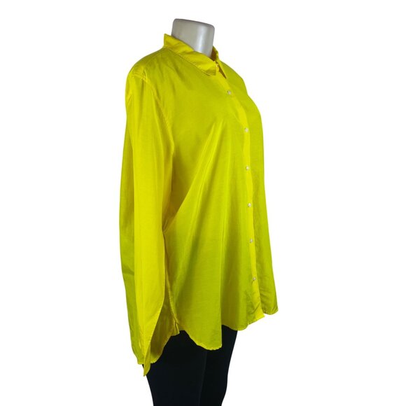 Gap Women’s Yellow Cotton/Silk Blend Button-Down Shirt Long Sleeve XL - New - Picture 2 of 9